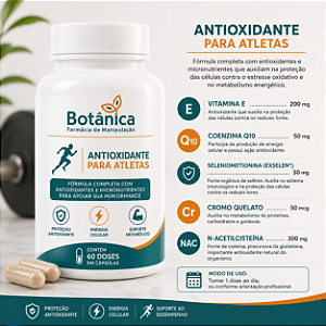Antioxidante para atletas com Exselen, Coenzima Q10, Vit E, Cromo, N-acetilcisteína