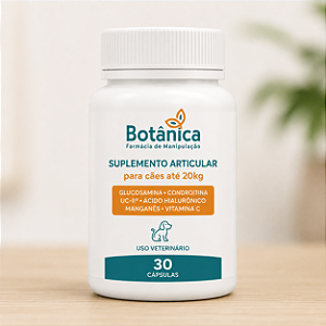 Suplemento Articular para Cães até 20kg com Glucosamina, Condroitina, UC-II® e Ácido Hialurônico – 30 Cápsulas