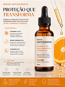 Sérum Antioxidante de Vitamina C, Ácido Ferúlico, Vitamina E 30ml
