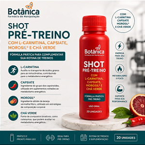 Shot Pré-Treino com L-Carnitina, Capsiate, Morosil® e Chá Verde – 20 unidades