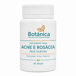 Suplemento para Acne, Rosácea e Pele Oleosa com Niacinamida, Zinco e Vitaminas – 30 Doses