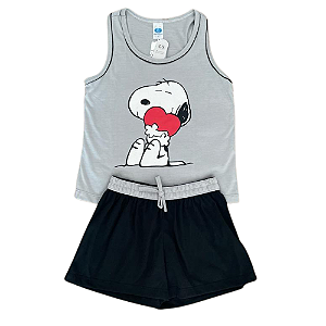 Pijama Baby Doll Regata Infantil Feminino Snoopy - Lily Pijamas