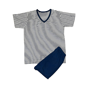 Pijama Masculino com manga curta adulto com Viés - Lily Pijamas