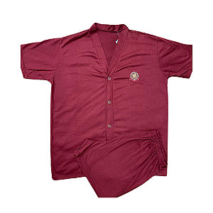 Pijama Masculino Meia Manga Aberto Adulto e Short Curto Liso - Lily Pijamas