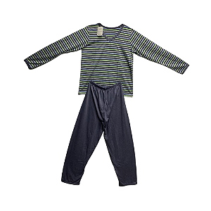 Pijama Infantil Masculino Longo Grafite Listrado - Lily Pijamas