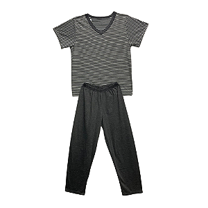 Pijama Masculino Infantil Gola em V Calça, Camisa Listrada - Lily Pijamas