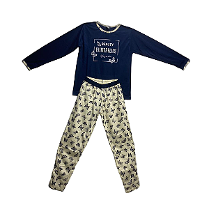 Pijama Longo Infantil Feminino Borboleta - Lily Pijamas