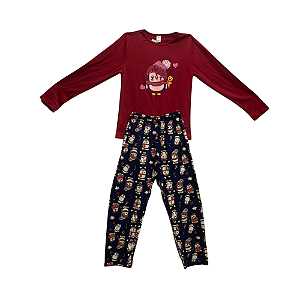Pijama Infantil Feminino Longo Pinguim Vermelho - Lily Pijamas