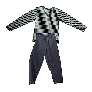 Pijama Infantil Masculino Longo Cinza Escuro Listrado - Lily Pijamas