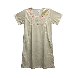 Camisola Adulto com Botões e Gola Bordada - Lily Pijamas