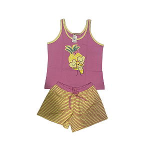 Pijama Short Doll Feminino Adulto Regata Abacaxi - Lily Pijamas