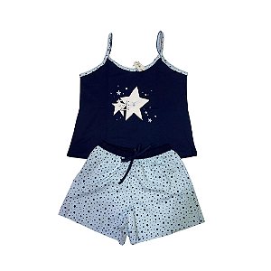 Pijama Short Doll Feminino Adulto Alça Estrelas - Lily Pijamas