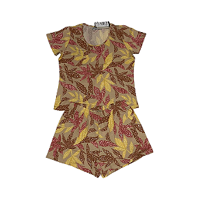 Pijama Adulto Feminino Meia Manga Estampado Bege - Lily Pijamas