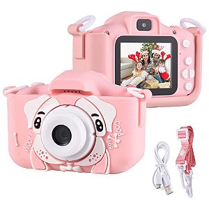 Câmera Fotográfica e vídeo Digital Infantil Recarregável Capa Cachorro