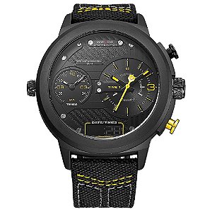 Relógio Masculino Weide AnaDigi WH6405B - Preto e Amarelo