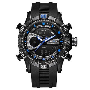 Relógio Masculino Weide AnaDigi WH6902B - Preto e Azul
