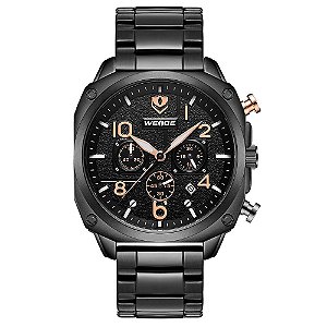 Relógio Masculino Weide Analógico WD009B - Preto e Bege