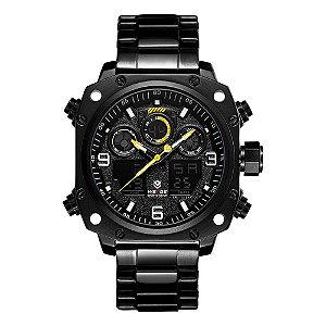 Relógio Masculino Weide AnaDigi WH7303B - Preto e Amarelo