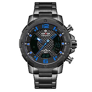 Relógio Masculino Weide AnaDigi WH8504B - Preto e Azul
