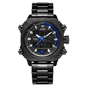 Relógio Masculino Weide AnaDigi WH7302B - Preto e Azul
