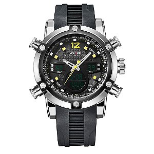 Relógio Masculino Weide AnaDigi WH5205 Prata e Amarelo