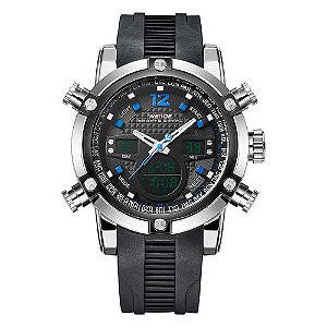 Relógio Masculino Weide AnaDigi WH5205 Prata e Azul