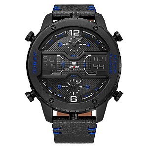 Relógio Masculino Weide AnaDigi WH6401B Preto e Azul