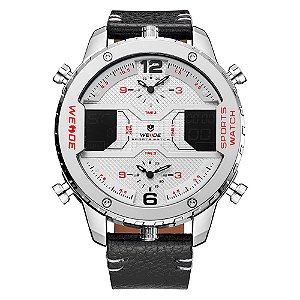 Relógio Masculino Weide AnaDigi WH6401 - Prata e Branco