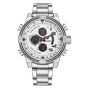 Relógio Masculino Weide AnaDigi WH-5209 - Prata e Branco