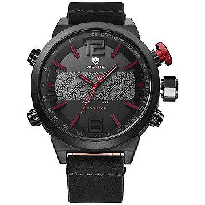 Relógio Masculino Weide AnaDigi WH-6101 - Preto e Vermelho