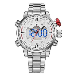 Relógio Masculino Weide Anadigi WH-6402 Branco