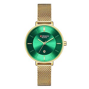 Relógio Feminino Curren Analógico C9037L - Dourado e Verde