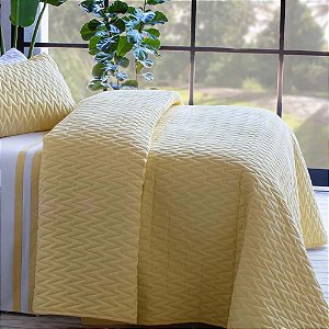 Kit Colcha 3 Peças Queen Zigzag Matelassê  Amarelo