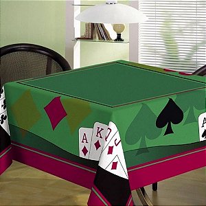 Toalha de Mesa Baralho Aveludada Teka Cassino Poker 160 cm x 160 cm