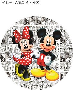 Painel Festa Redondo Sublimado Mickey e Minnie C/elástico