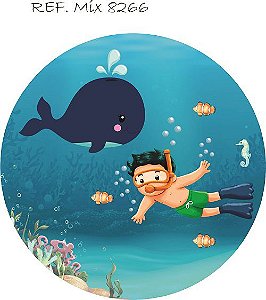 Painel Festa Redondo Sublimado Mergulhador C/elástico