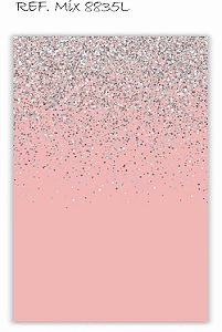 Painel Retangular Decorativo Para Festa Rosa Com Glitter
