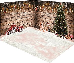 Fundo Fotográfico Cenário 3D Natal (parede e chão)