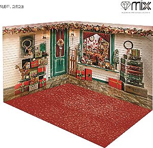 Fundo Fotográfico Cenário 3D Natal (parede e chão)