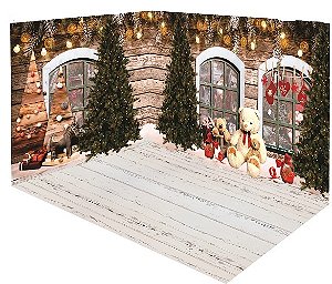 Fundo Fotográfico Cenário 3D Natal (parede e chão)