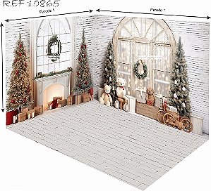 Fundo Fotográfico Cenário 3D Natal (parede e chão)