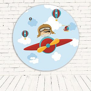 Painel Festa Redondo Sublimado Aviador C/elástico