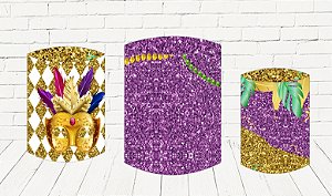 Painel Redondo Sublimado Carnaval + Trio de Cilindros Veste Fácil