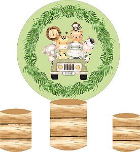 Painel Redondo Sublimado Safari + Trio de Cilindros Veste Fácil