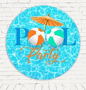 Painel Festa Redondo Sublimado Pool Party C/elástico