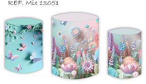 Trio De Capas P/ Cilindros Sublimado Jardim Veste Fácil