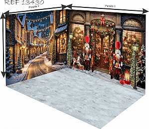 Fundo Fotográfico Cenário 3D Natal (parede e chão)