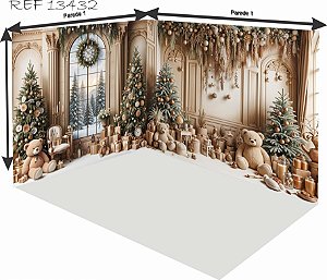 Fundo Fotográfico Cenário 3D Natal (parede e chão)
