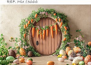 Fundo Fotográfico Cenário Toca Coelho Cenourinhas