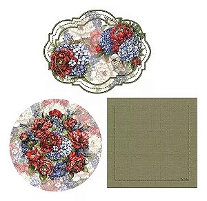 Kit 6 Supla+ Guardanapo+ Jogo Americano Decoração Mesa Posta Floral
